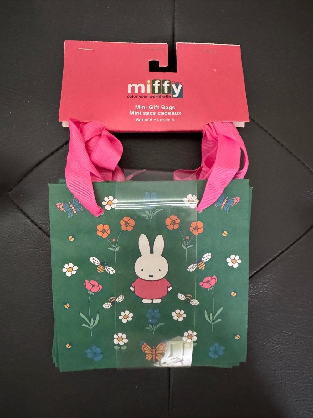 Miffy Mini Gift Bags - Green with Pink Handles (Set of 6)